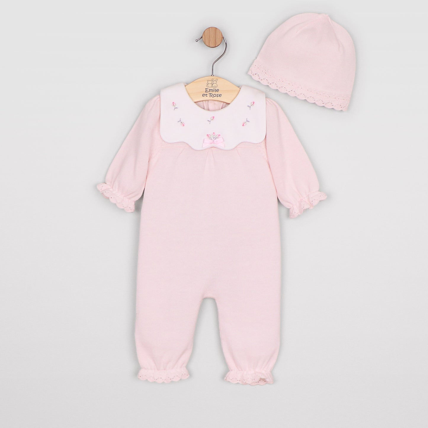 Emile et Rose Marnie Pale Pink Knit Romper & Hat