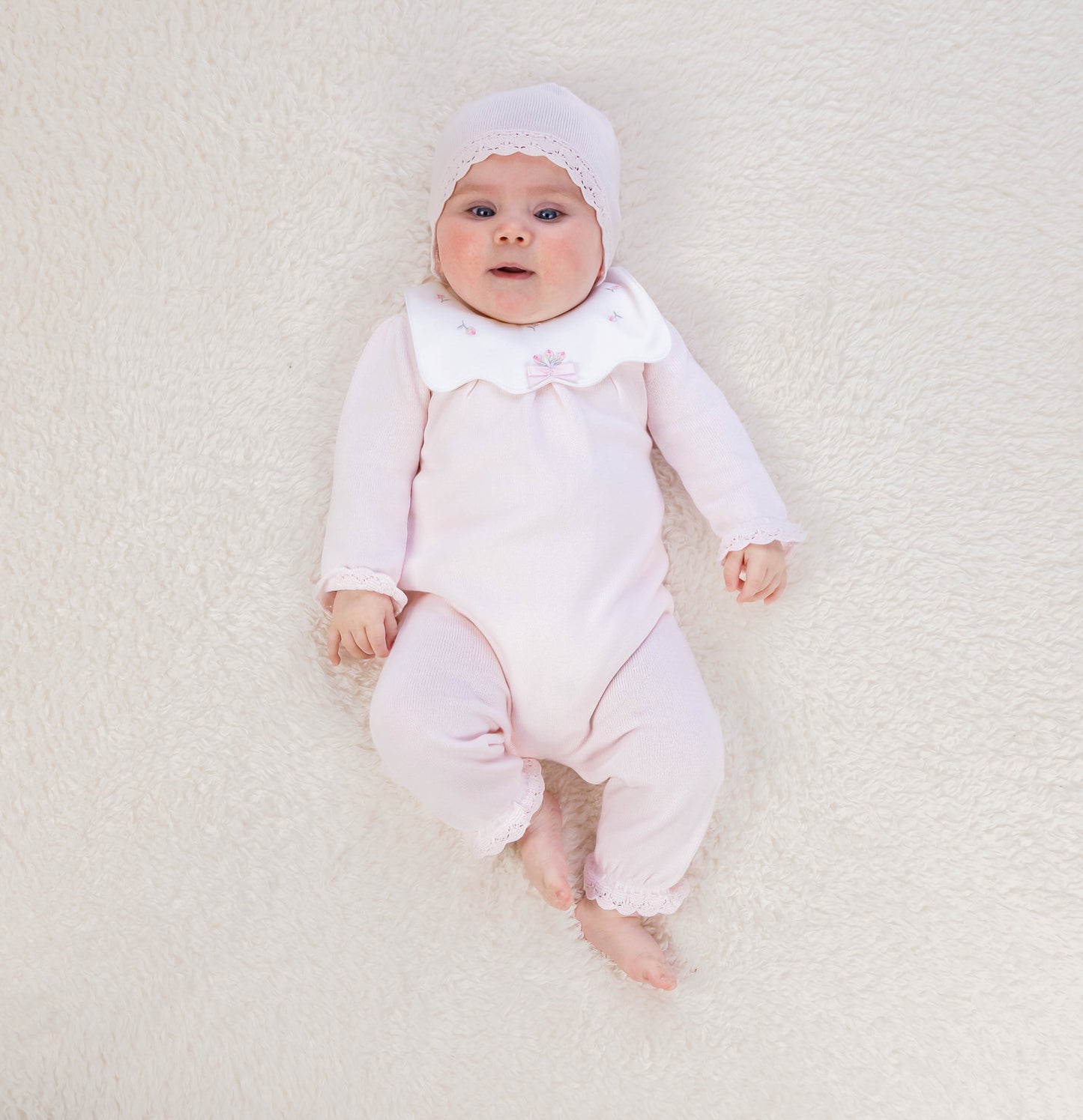 Emile et Rose Marnie Pale Pink Knit Romper & Hat