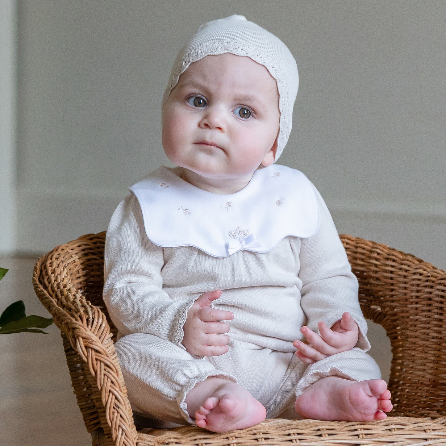 Emile et Rose Marnie Stone Knit Romper & Hat