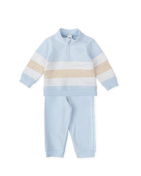 Tutto Piccolo Blue & Beige Half Zip Tracksuit 2711
