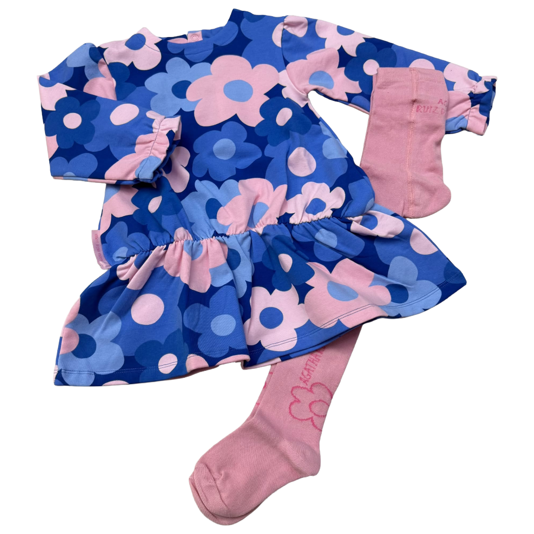 Agatha Ruiz de la Prada Blue Flower Dress & Tights 8244