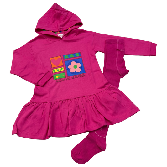 Agatha Ruiz de la Prada Fuchsia Flower Hoodie Dress & Tights 8286