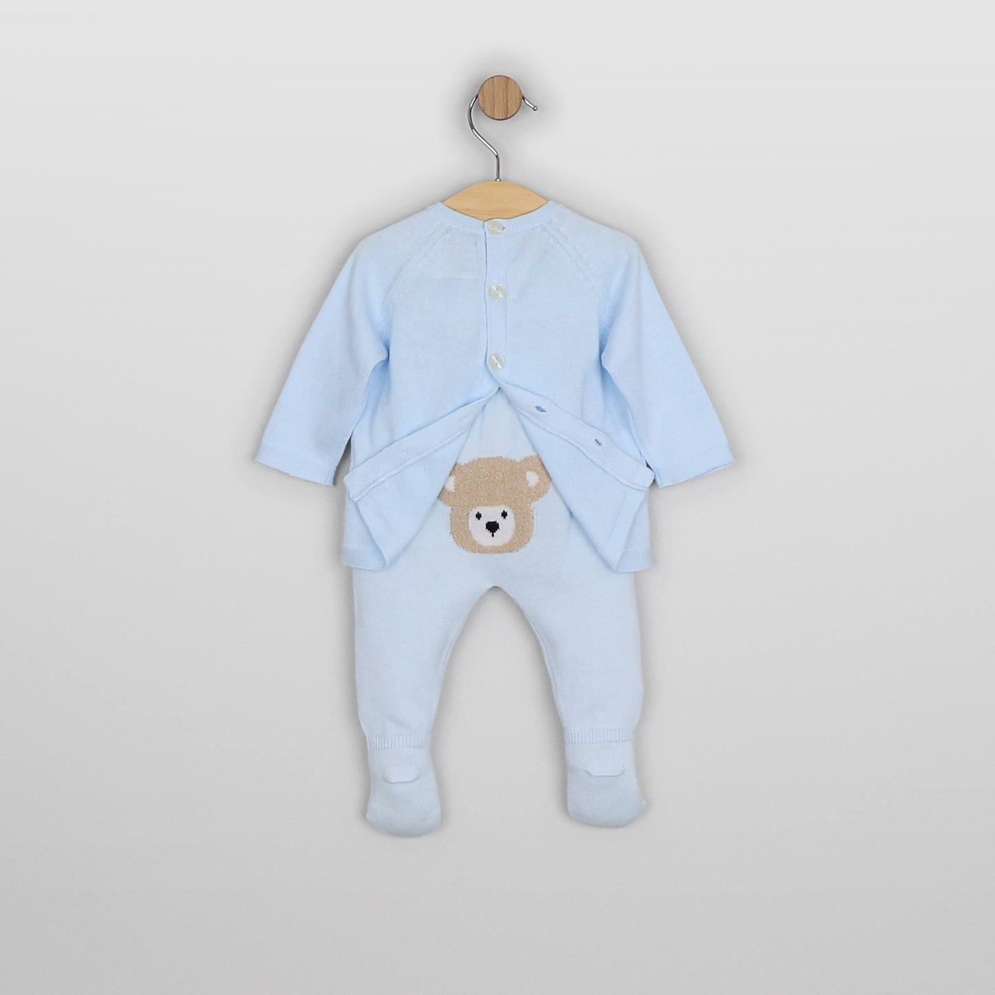 Emile et Rose Marco Pale Blue Teddy Knit Set & Hat