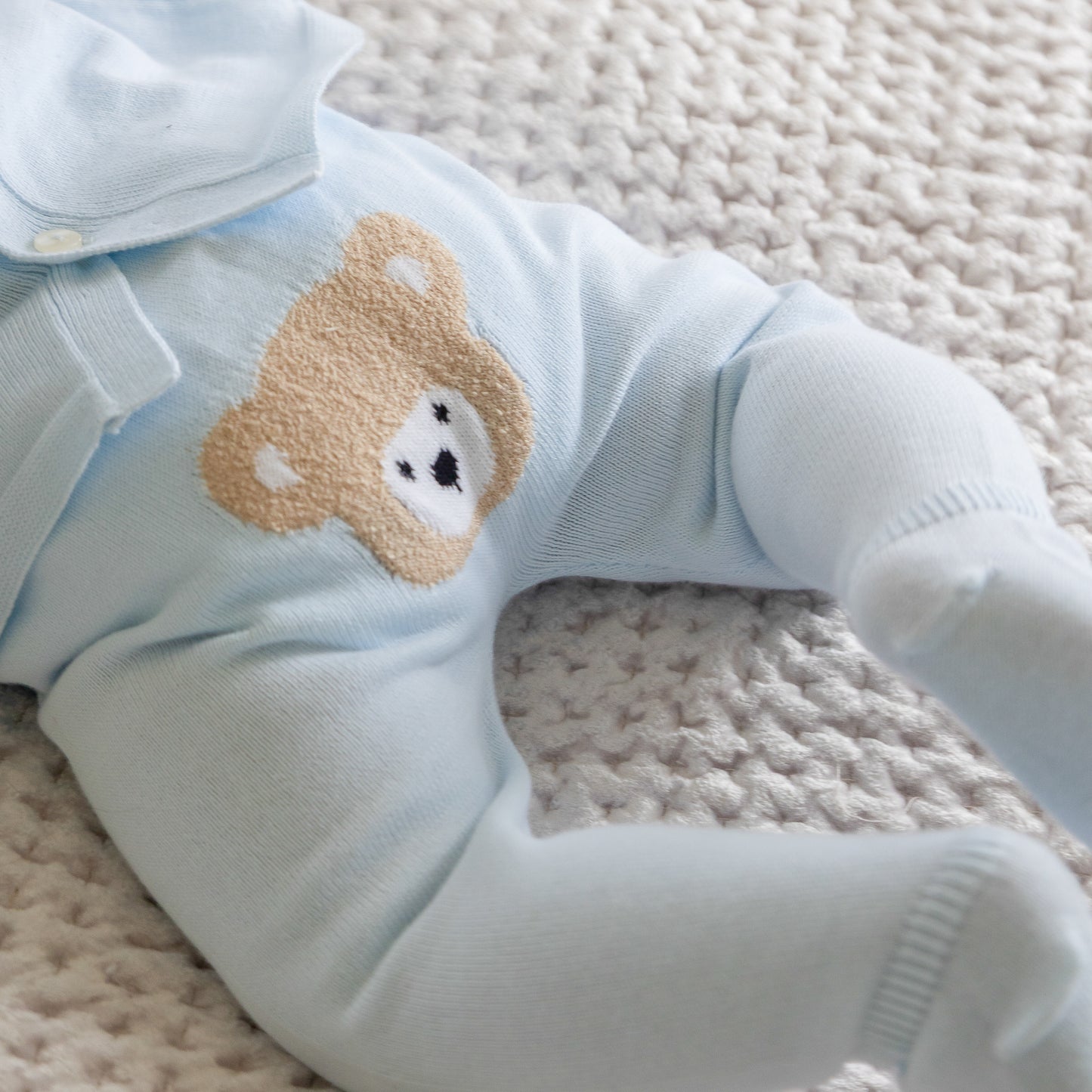 Emile et Rose Marco Pale Blue Teddy Knit Set & Hat