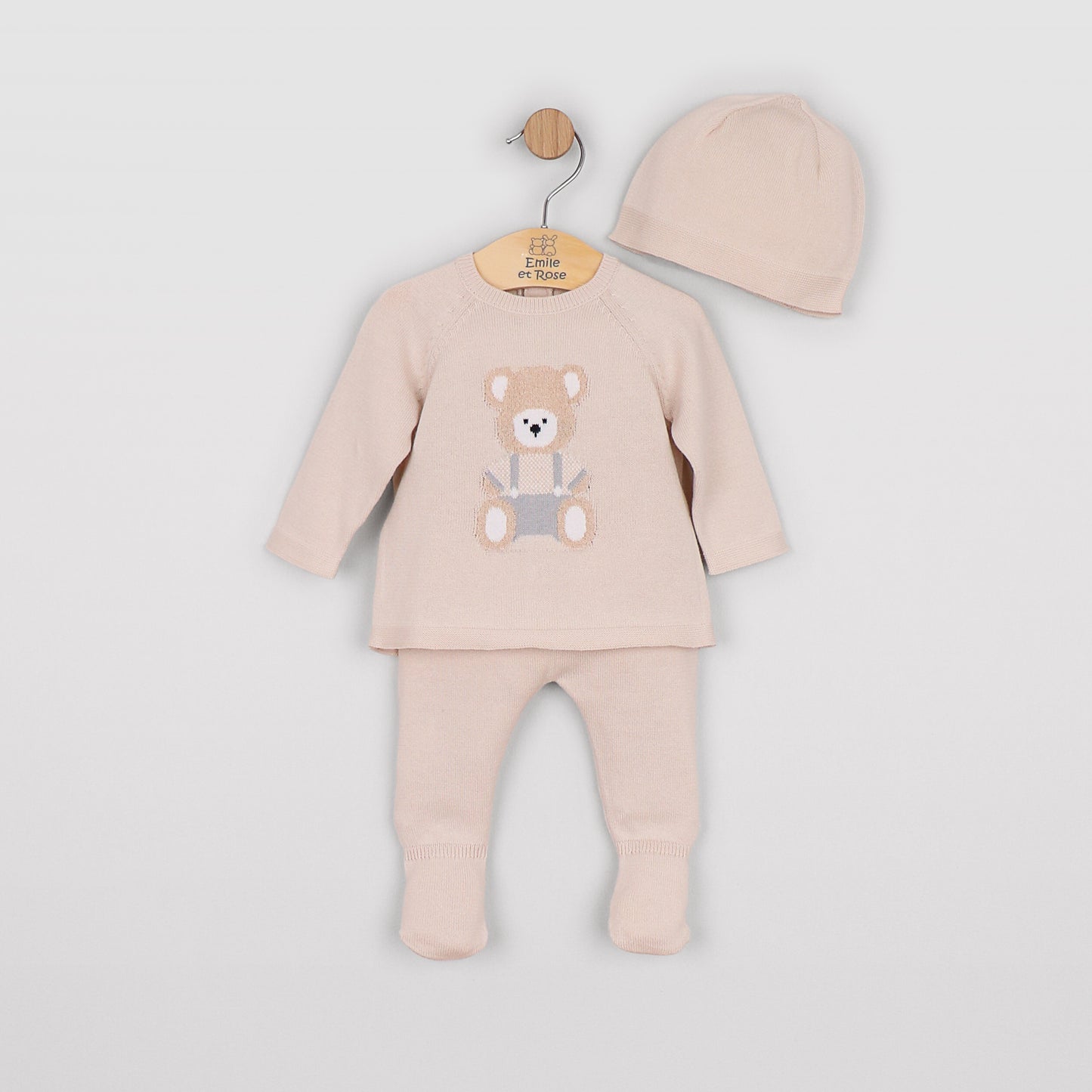 Emile et Rose Marco Stone Teddy Knit Set & Hat
