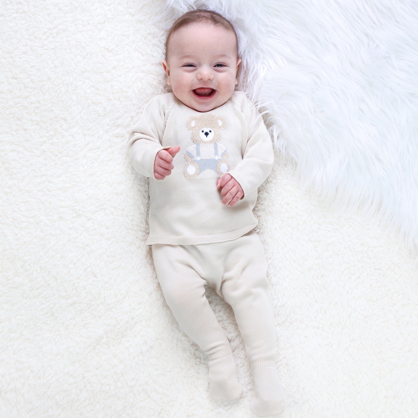 Emile et Rose Marco Stone Teddy Knit Set & Hat
