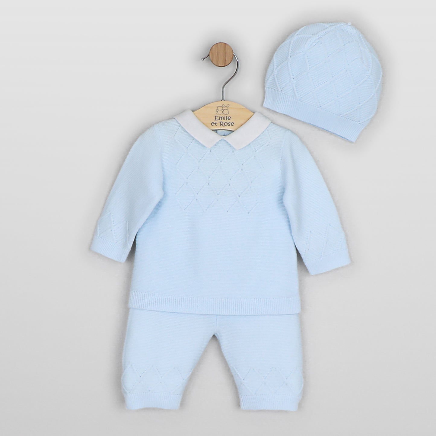 Emile et Rose Malachi Pale Blue Knit 2pc & Hat