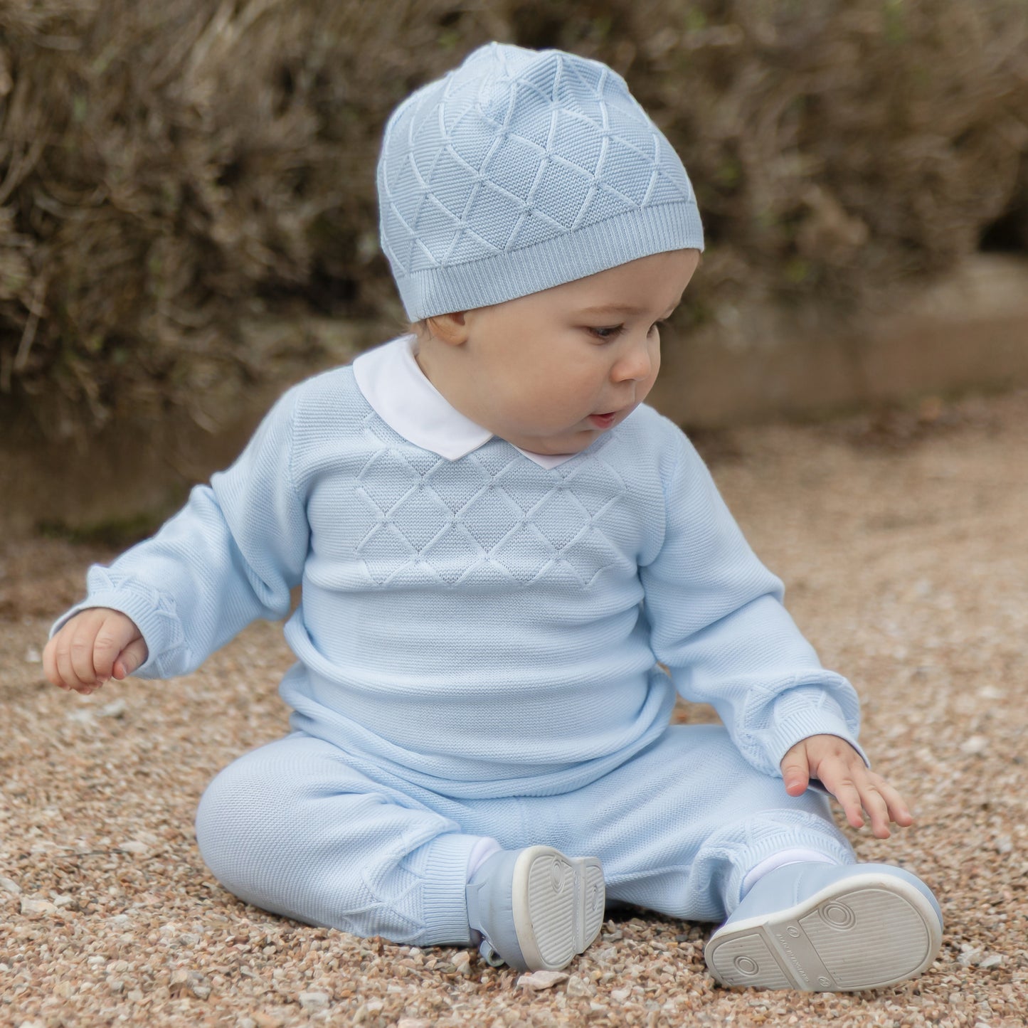 Emile et Rose Malachi Pale Blue Knit 2pc & Hat