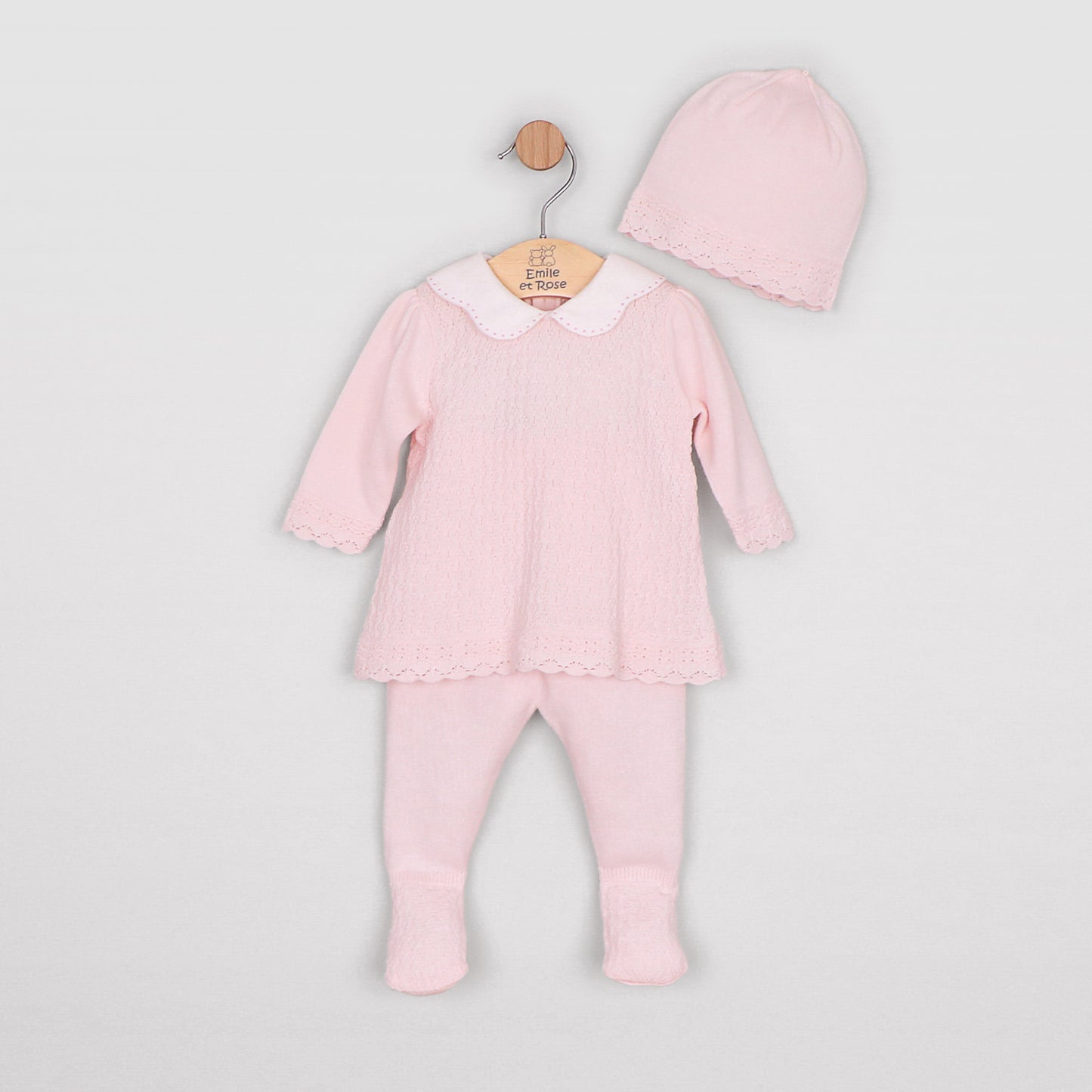 Emile et Rose Minny Pale Pink Knit 2pc & Hat