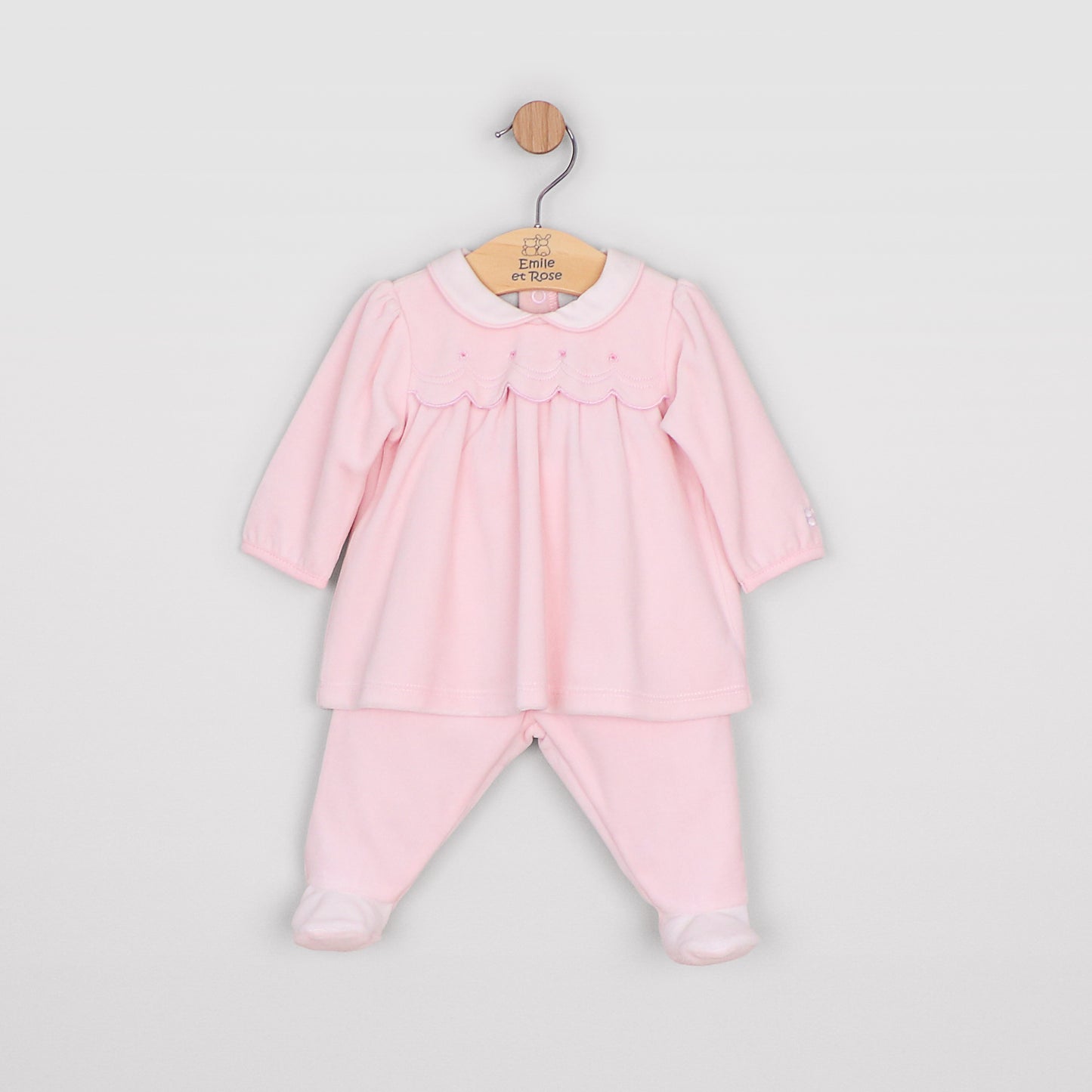 Emile et Rose Michelle Pale Pink Velour 2pc & Hat