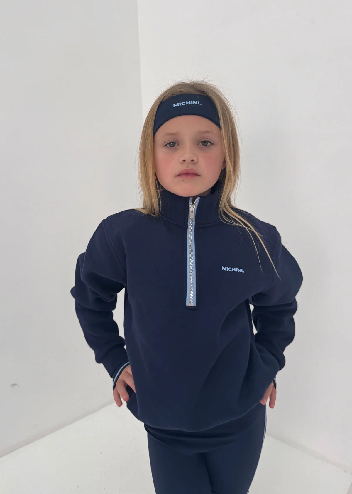 Michini Movement Frosted Navy 1/4 Zip Sweater