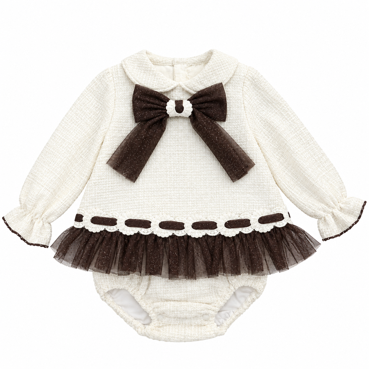 Naxos Cream & Brown Tulle Dress & Knickers