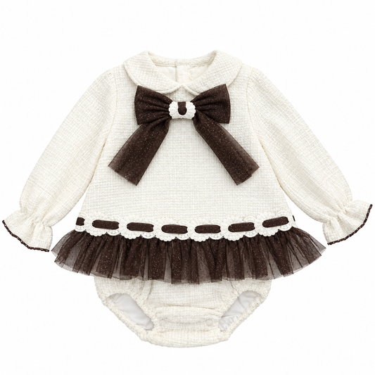 Naxos Cream & Brown Tulle Dress & Knickers