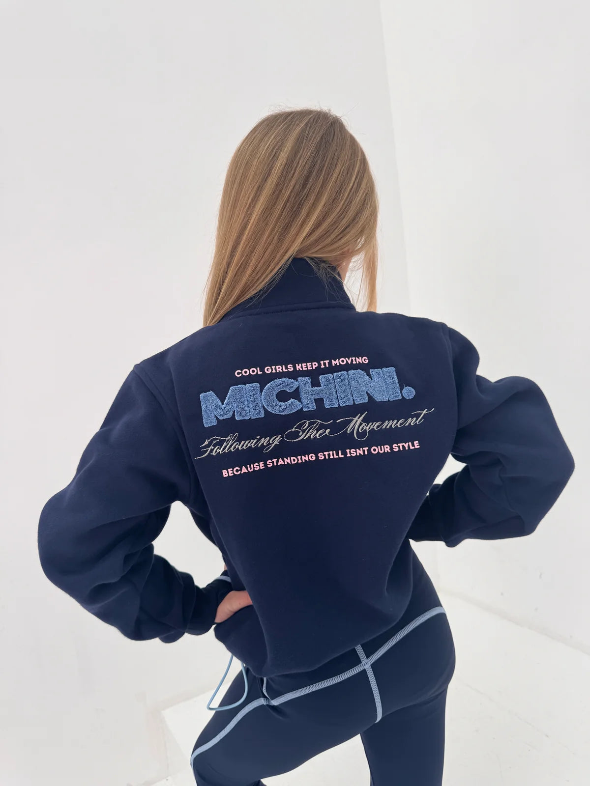 Michini Movement Frosted Navy 1/4 Zip Sweater