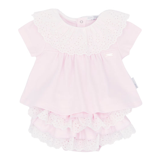 Blues Baby Pink Anglaise Frill Bloomer Set 2283