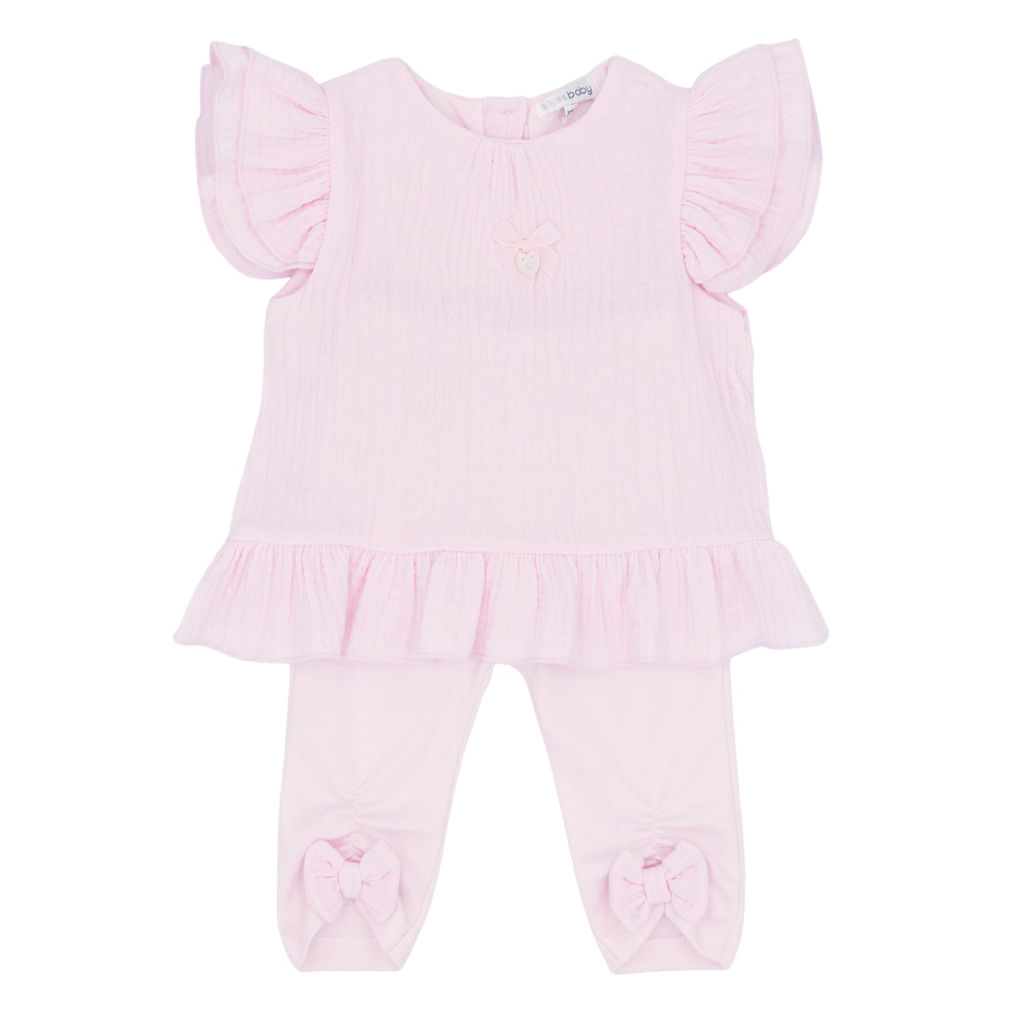 Blues Baby Pink Frill Bow Legging Set 3052