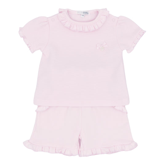 Blues Baby Pink Frill Short Set 3054