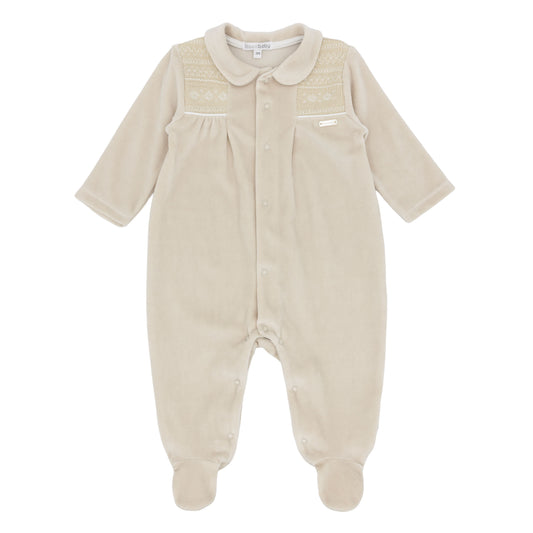 Blues Baby Tivoli Beige Velour Baby Grow 3102
