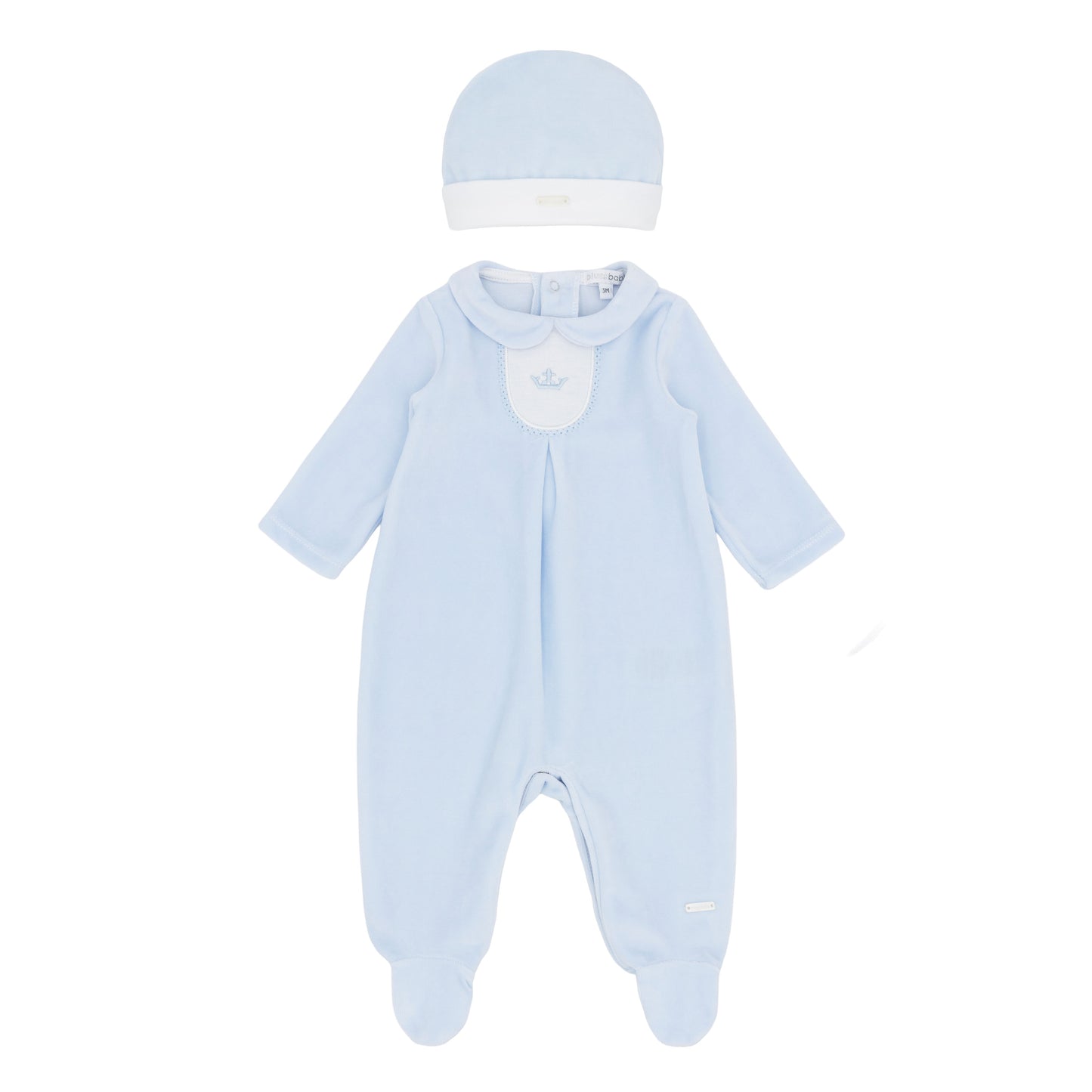 Blues Baby Tivoli Blue Velour Baby Grow & Hat 3105
