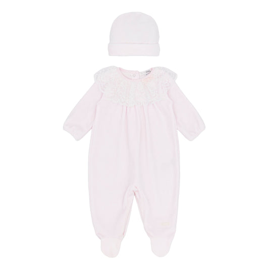 Blues Baby Tivoli Pink Velour Baby Grow & Hat 3120