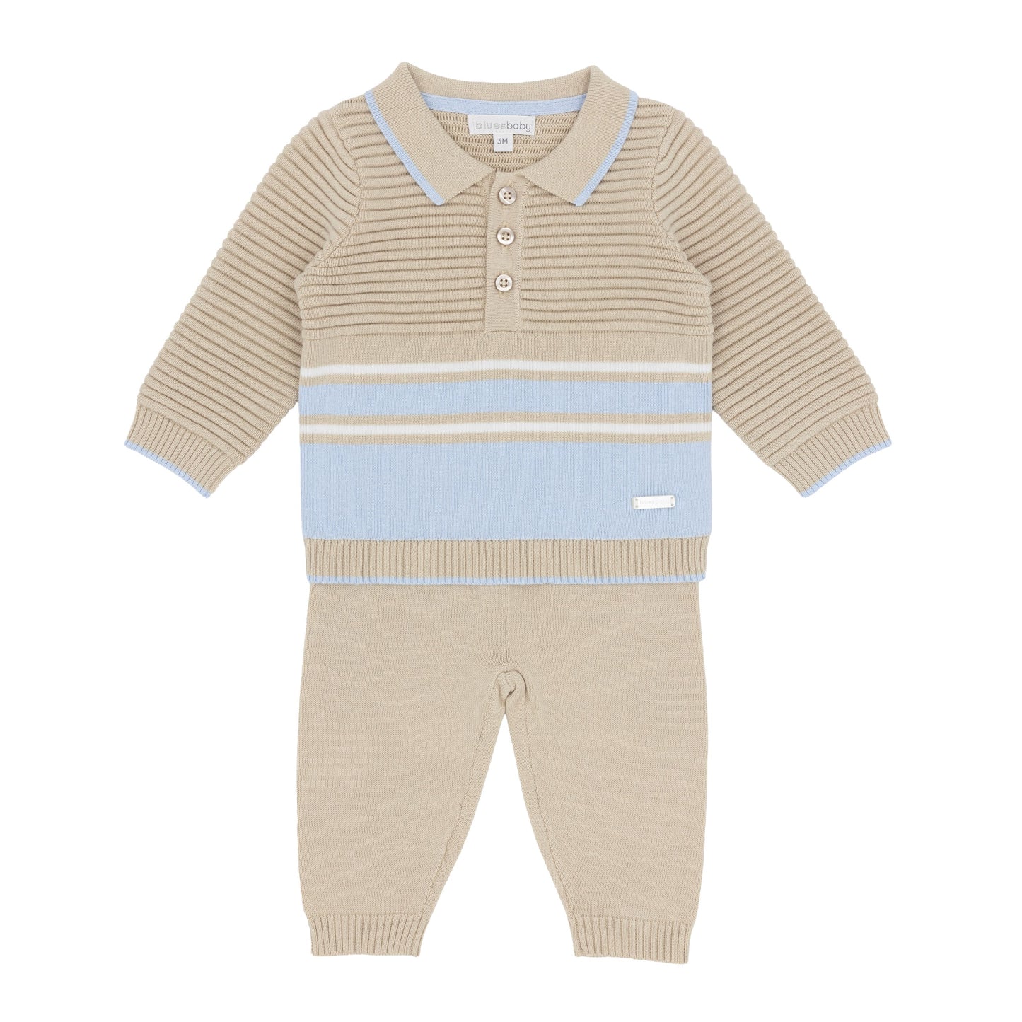 Blues Baby Hamar Beige & Blue Knit Trouser Set 3139