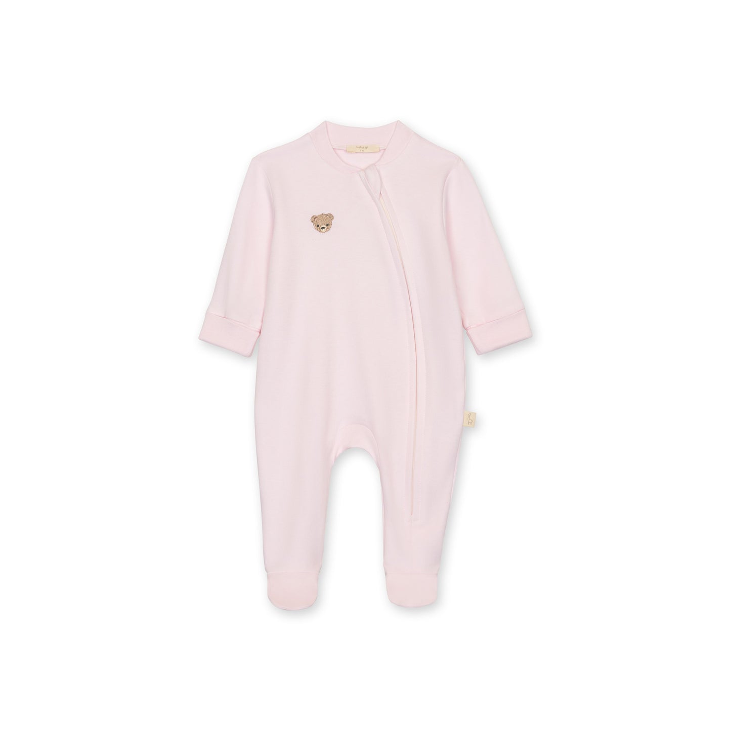Baby Gi Pink Teddy Bear Zip Cotton Baby Grow