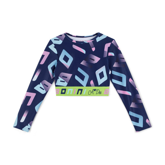 Bonini Power Navy Long Sleeve Crop Top