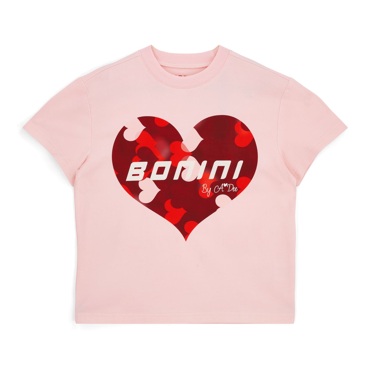 Bonini Dynamic Light Pink Heart Oversized T-Shirt