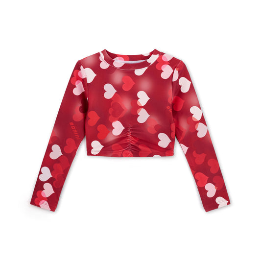 Bonini Arch Burgundy Heart Print Crop Top