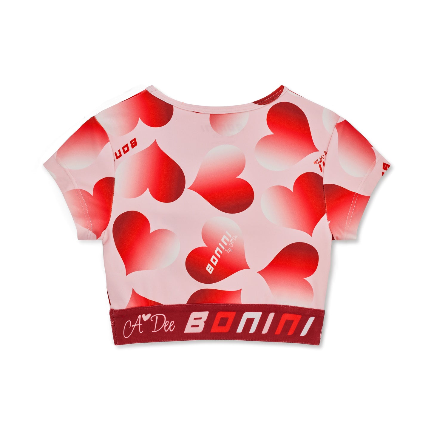 Bonini Refine Light Pink Heart Print Crop Top