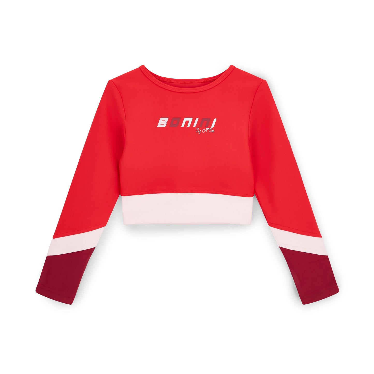 Bonini Motion Red Panel Long Sleeve Crop Top