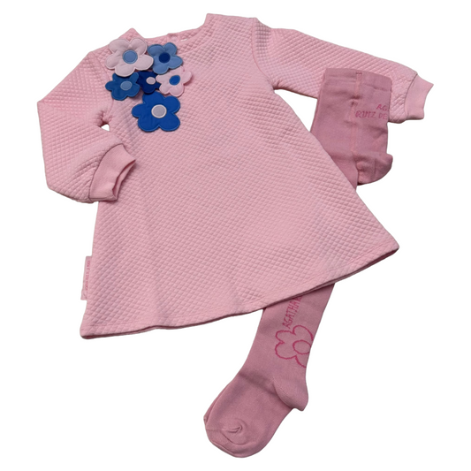 Agatha Ruiz de la Prada Pink Blue Flower Dress & Tights 8243