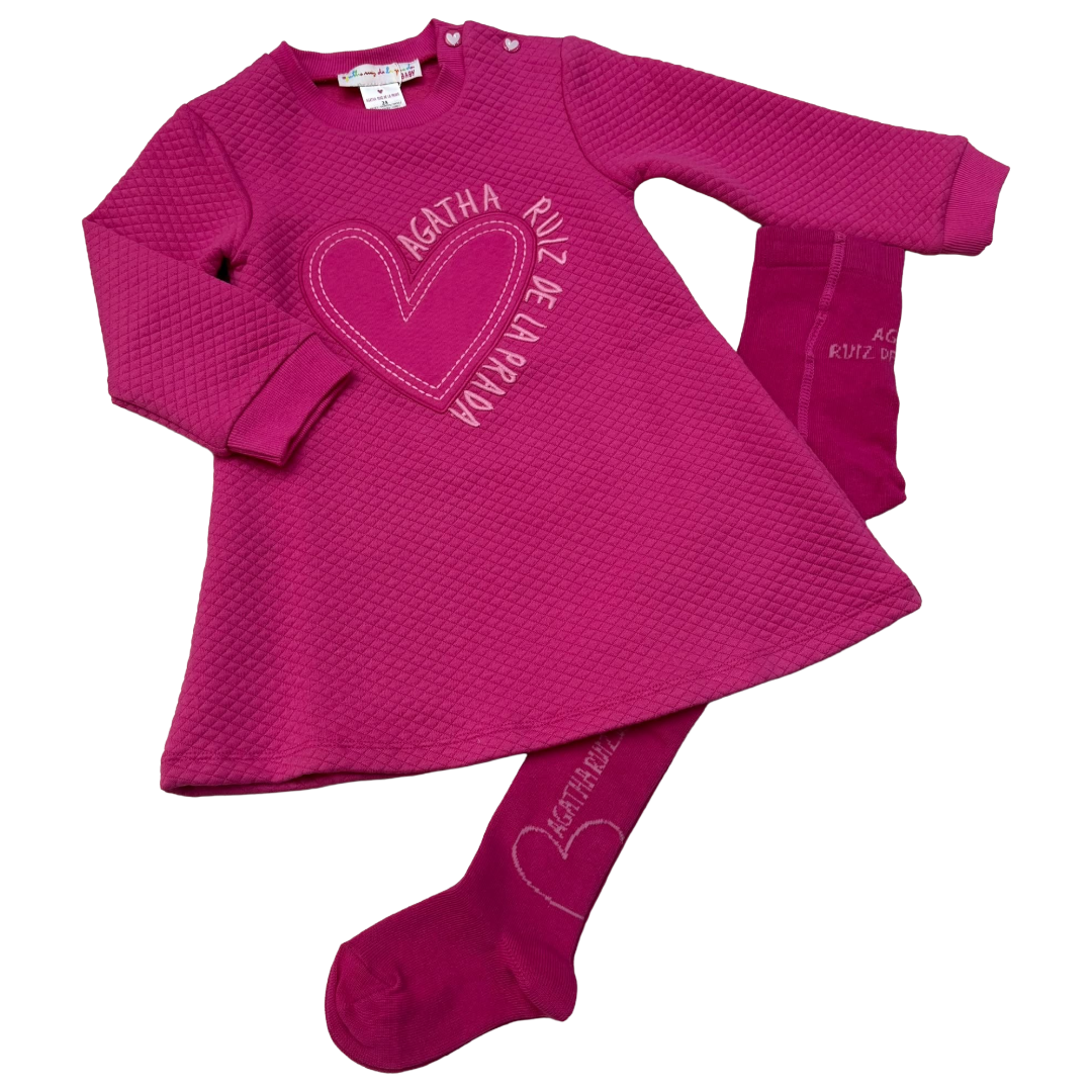 Agatha Ruiz de la Prada Fuchsia Quilted Dress & Tights 8281