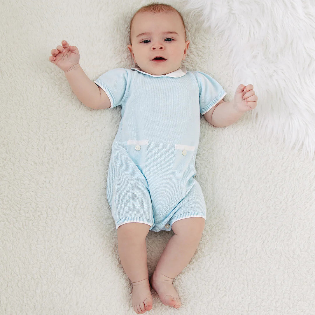 Emile et Rose Logan Blue Knit Romper