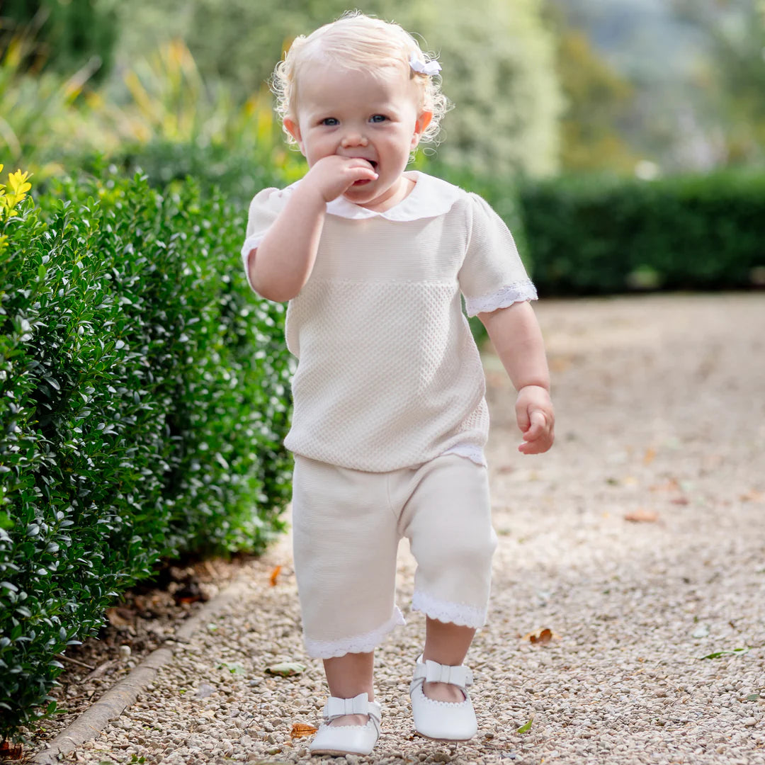 Emile et Rose Laura Beige Knit Short Set