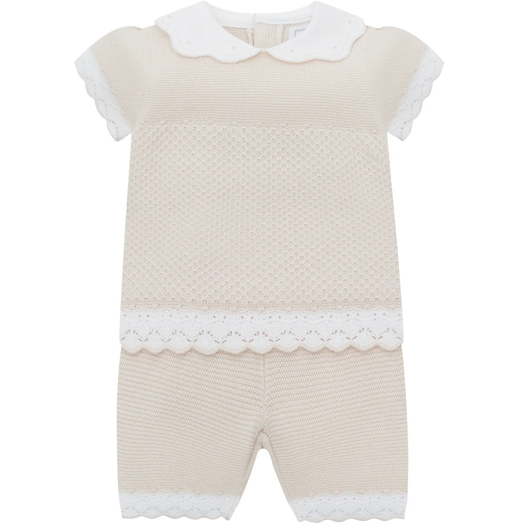 Emile et Rose Laura Beige Knit Short Set