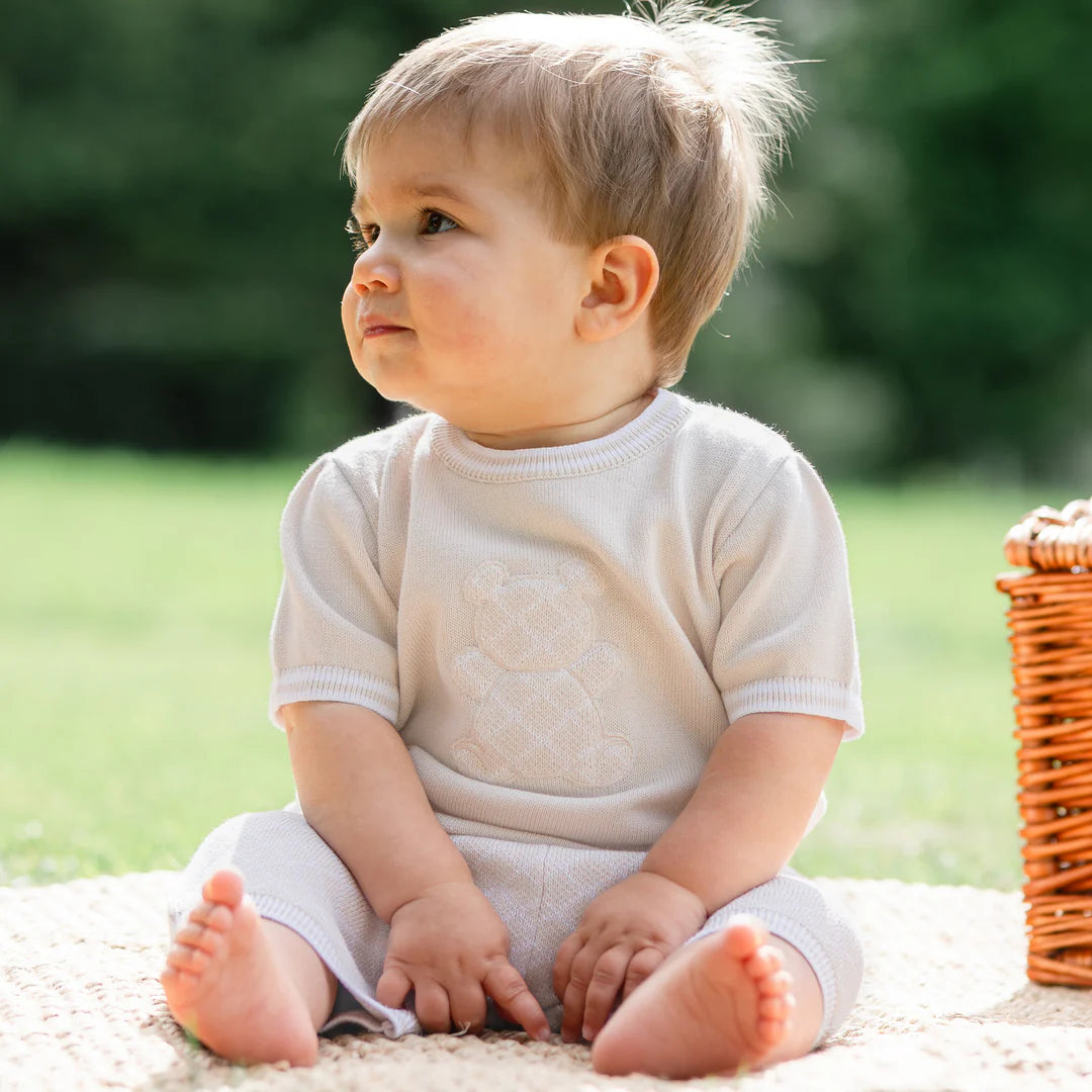 Emile et Rose Lennox Beige Teddy Knit Short Set