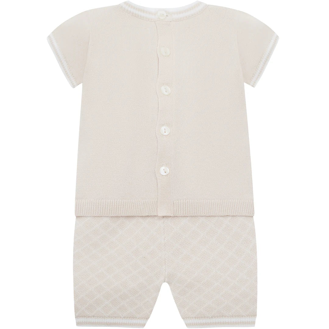 Emile et Rose Lennox Beige Teddy Knit Short Set