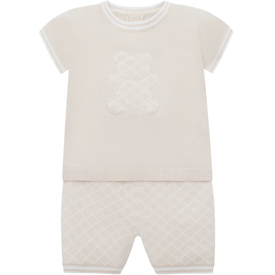 Emile et Rose Lennox Beige Teddy Knit Short Set