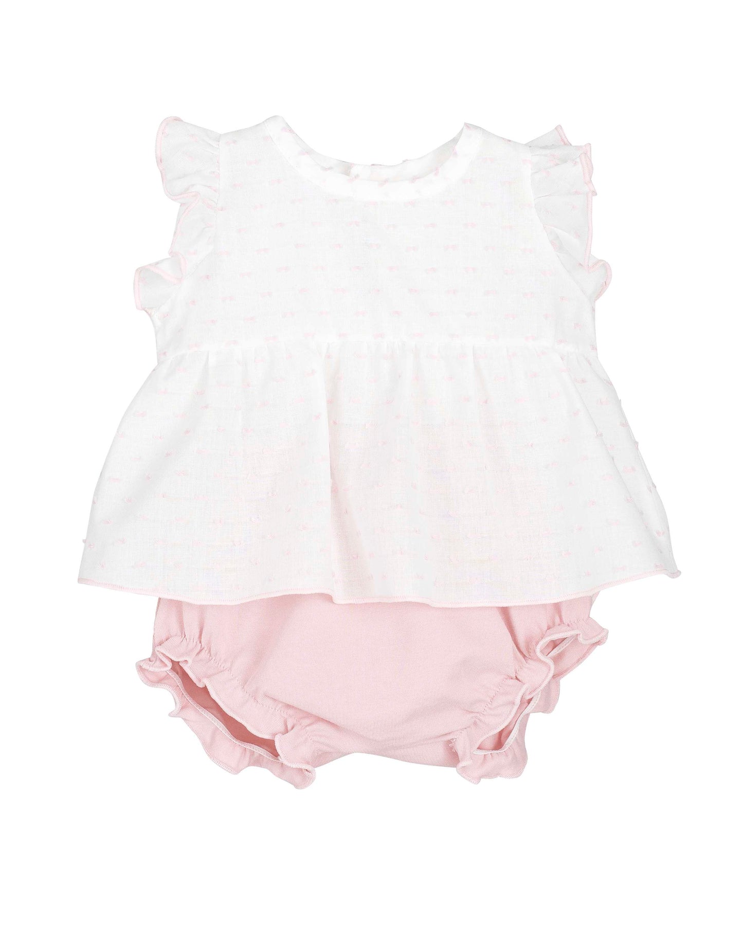 Calamaro White & Pink Polka Frill Knicker Set