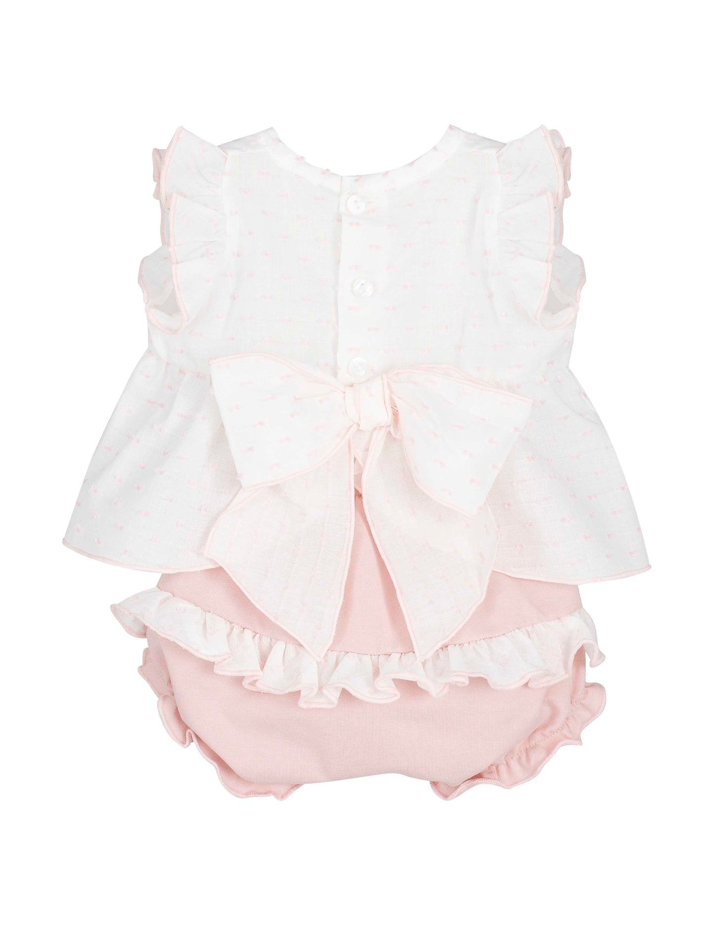 Calamaro White & Pink Polka Frill Knicker Set