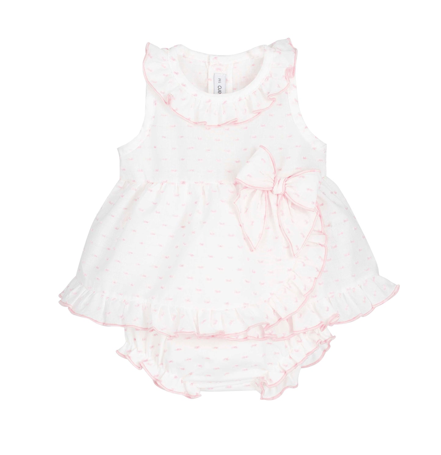 Calamaro White & Pink Polka Dress Set