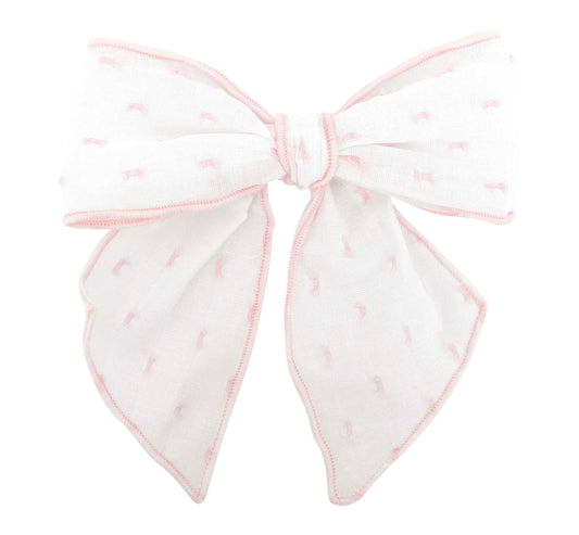 Calamaro White & Pink Polka Hair Bow