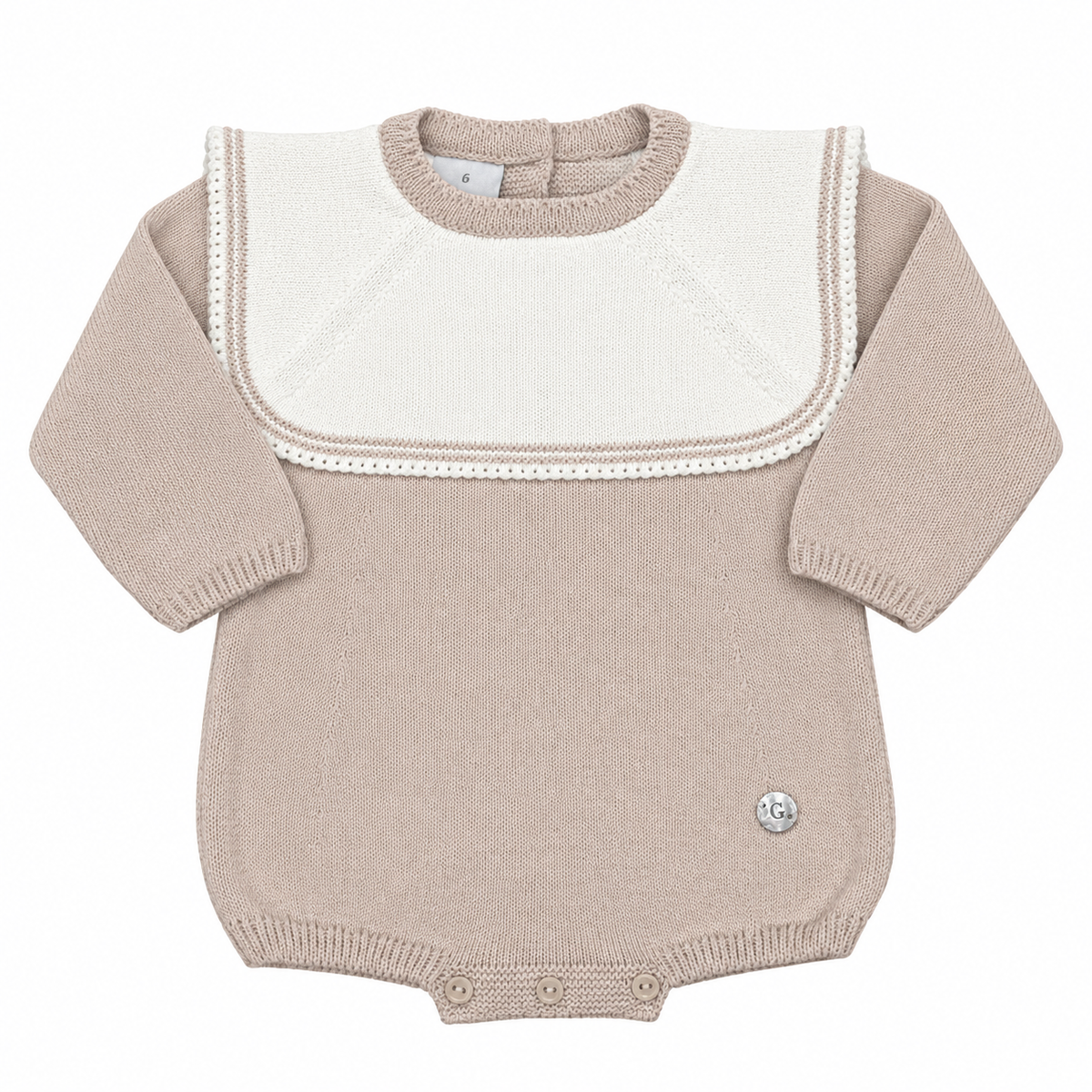 Granlei Beige & Ivory Bib Knitted Romper