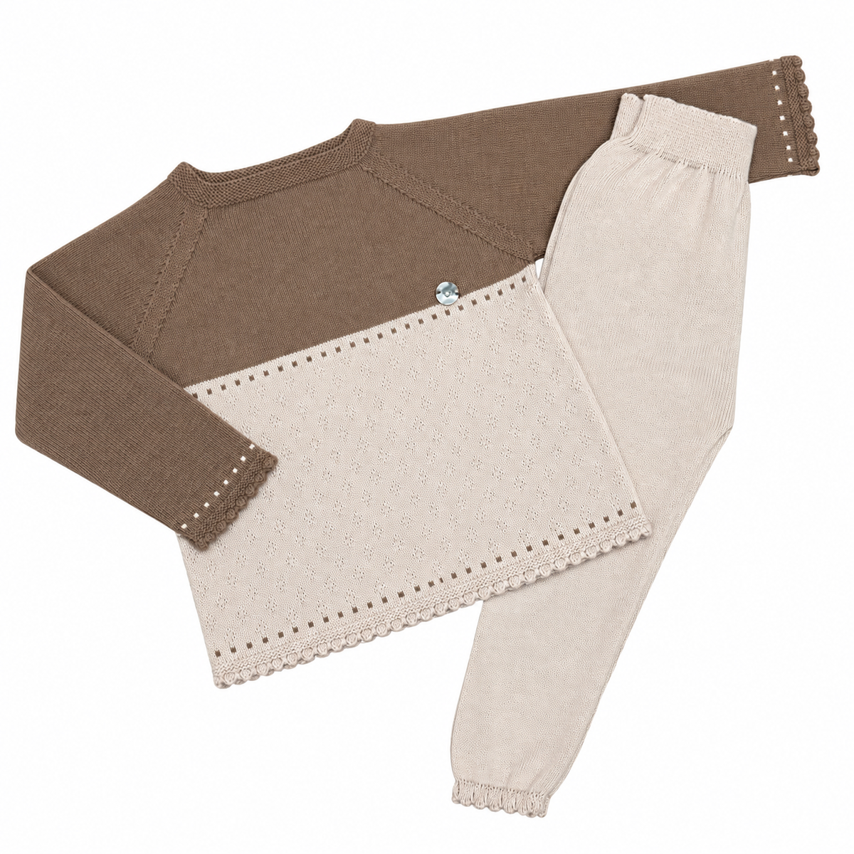 Granlei Beige & Tan Knitted Trouser Set