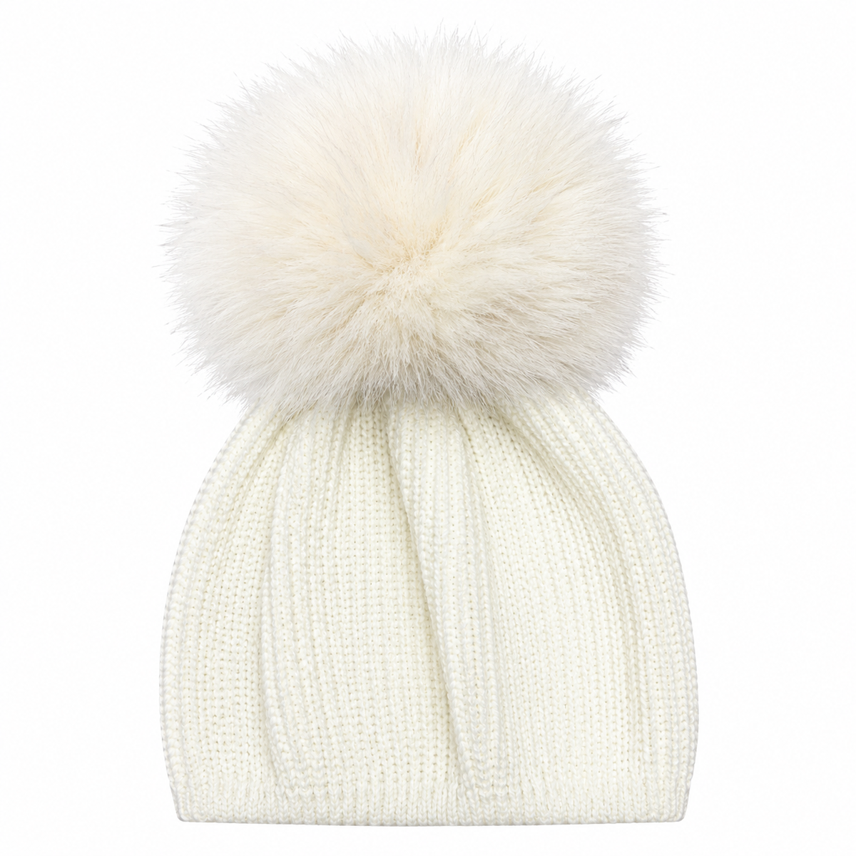 Granlei Ivory Knitted Fur Pom Hat