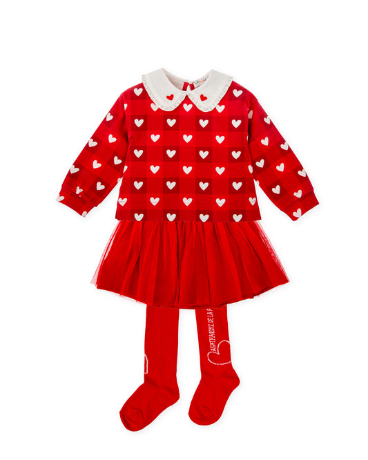 Agatha Ruiz De La Prada Red Heart Skirt Set & Tights