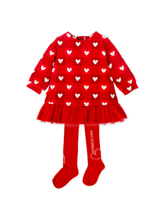 Agatha Ruiz De La Prada Red Heart Dress with Tights