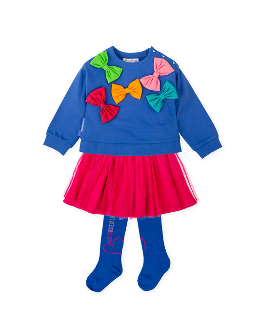 Agatha Ruiz De La Prada Blue Skirt Set with Tights