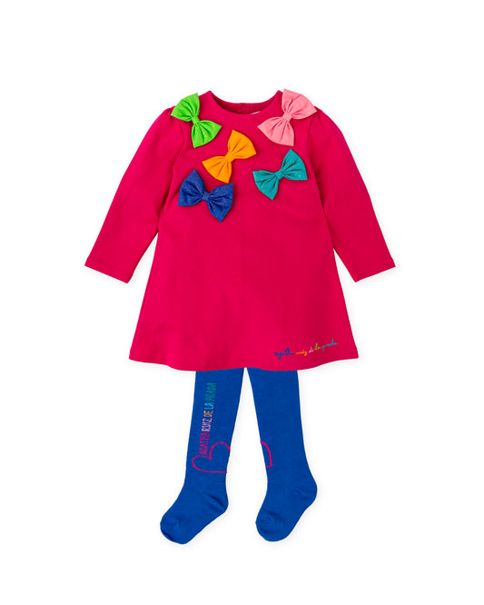 Agatha Ruiz De La Prada Pink Bow Dress with Tights